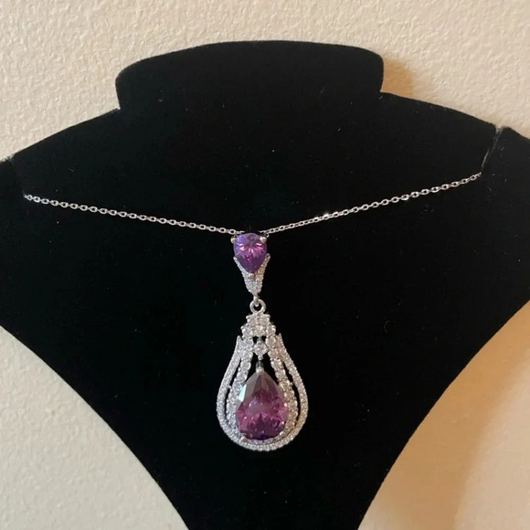 Luxury Sterling Silver 925 CZ Necklace - Picture 1 of 2